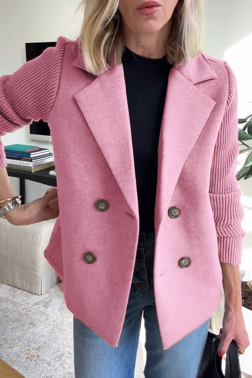 Zayna™ | Elegant Knit-Sleeve Jacket