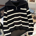 Sabina | Striped Quarter-Zip Sweater
