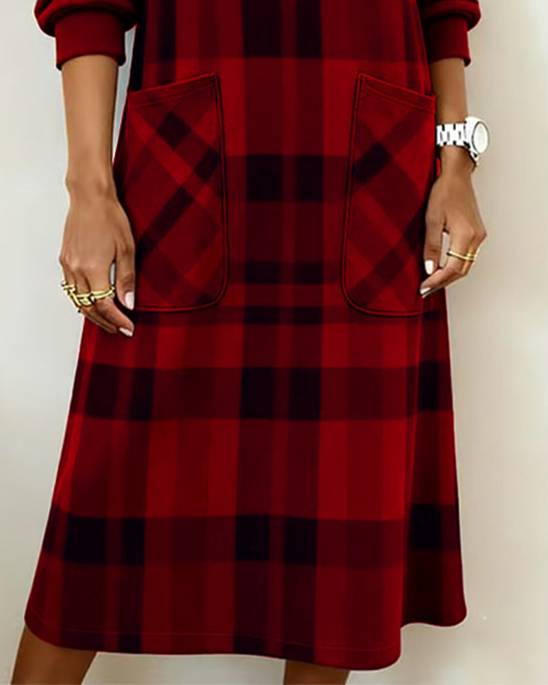 Quelivanne - Checkered Shirt Dress with Pocket