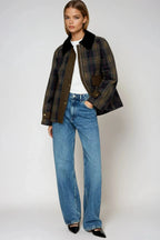 Women's Plaid Jacket, Straight-Cut, Fully Lined, Contrast Collar