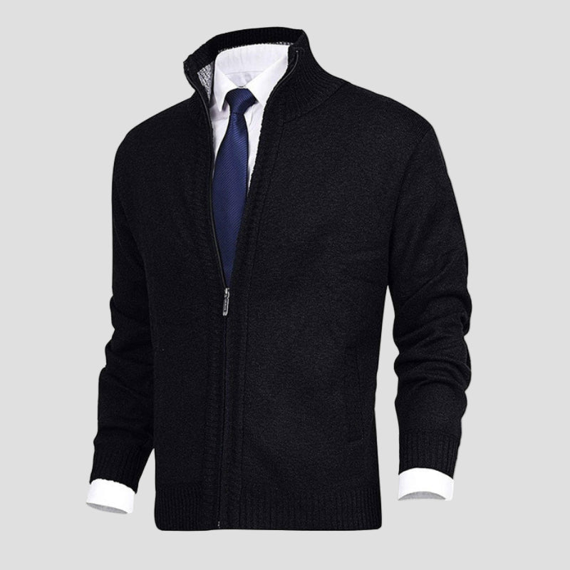 Owen | Solid Stand Collar Knit Cardigan