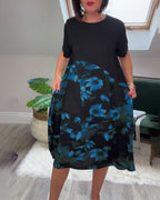 Fien - Floral Print Patchwork Casual Dress
