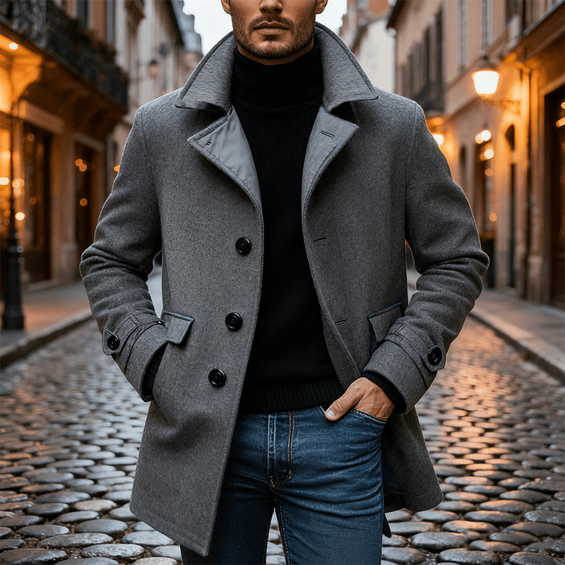 Lucas Wool Mid Coat – detail view