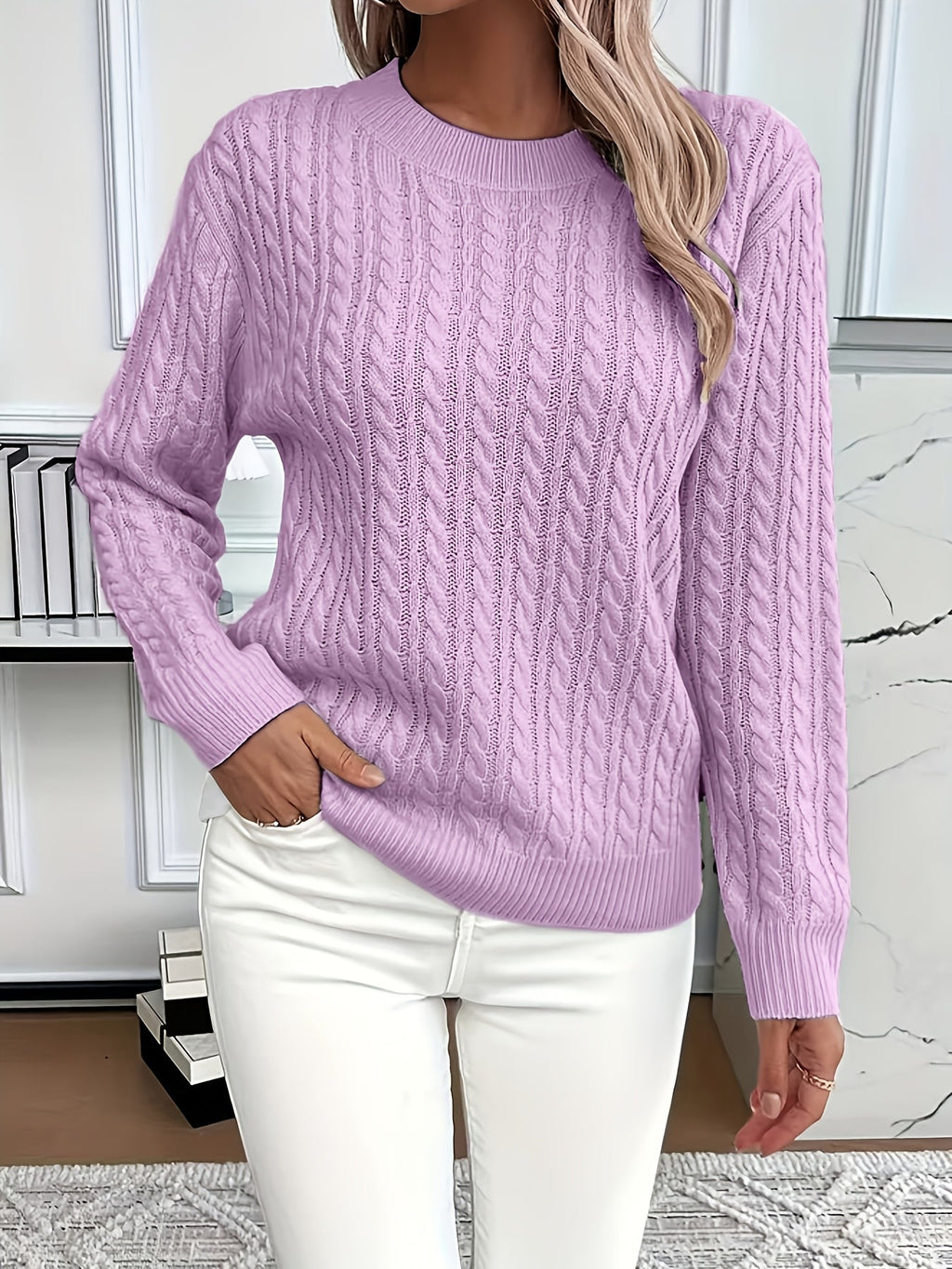 Faye | Cable-Knit Round Neck Sweater