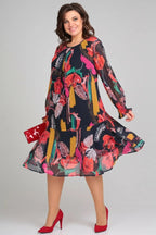 Brisette - Modern Elegant Floral Midi Dress