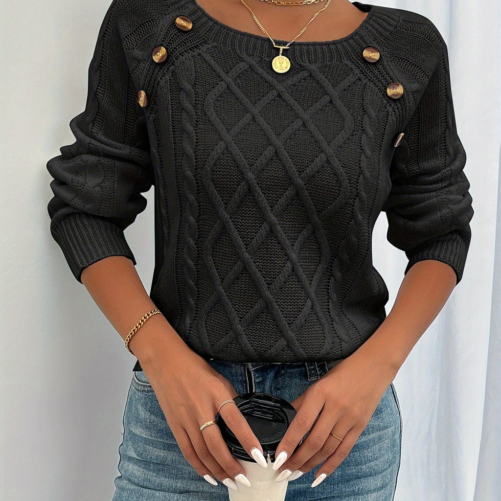 Kathleen | Textured Button Sweater