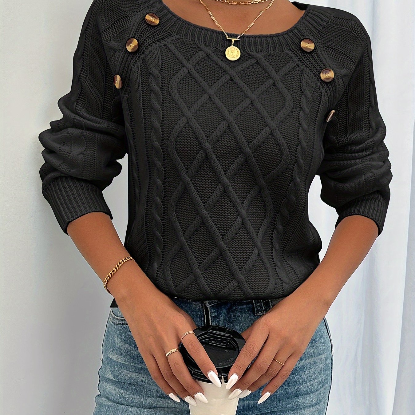 Kathleen | Textured Button Sweater