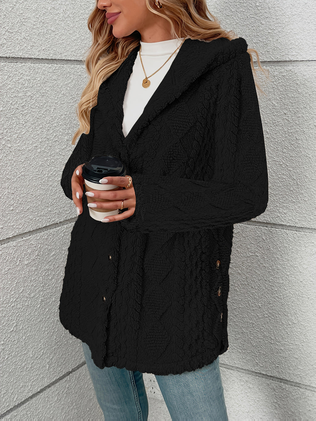 Roberta | Textured Button-Front Coat