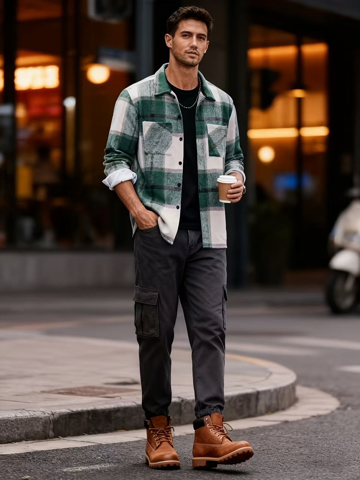 Corbin rugged check overshirt, back view