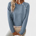 Roxanne | Elegant Women’s Asymmetrical One-Shoulder Sweater with Buttons