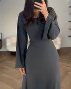 Nori | Striped Knit Maxi Dress with Sleeves