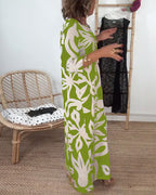 Jewel - Printed dress with long sleeves and round neck