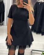 Helisanya - Elegant Sparkling Patchwork Dress