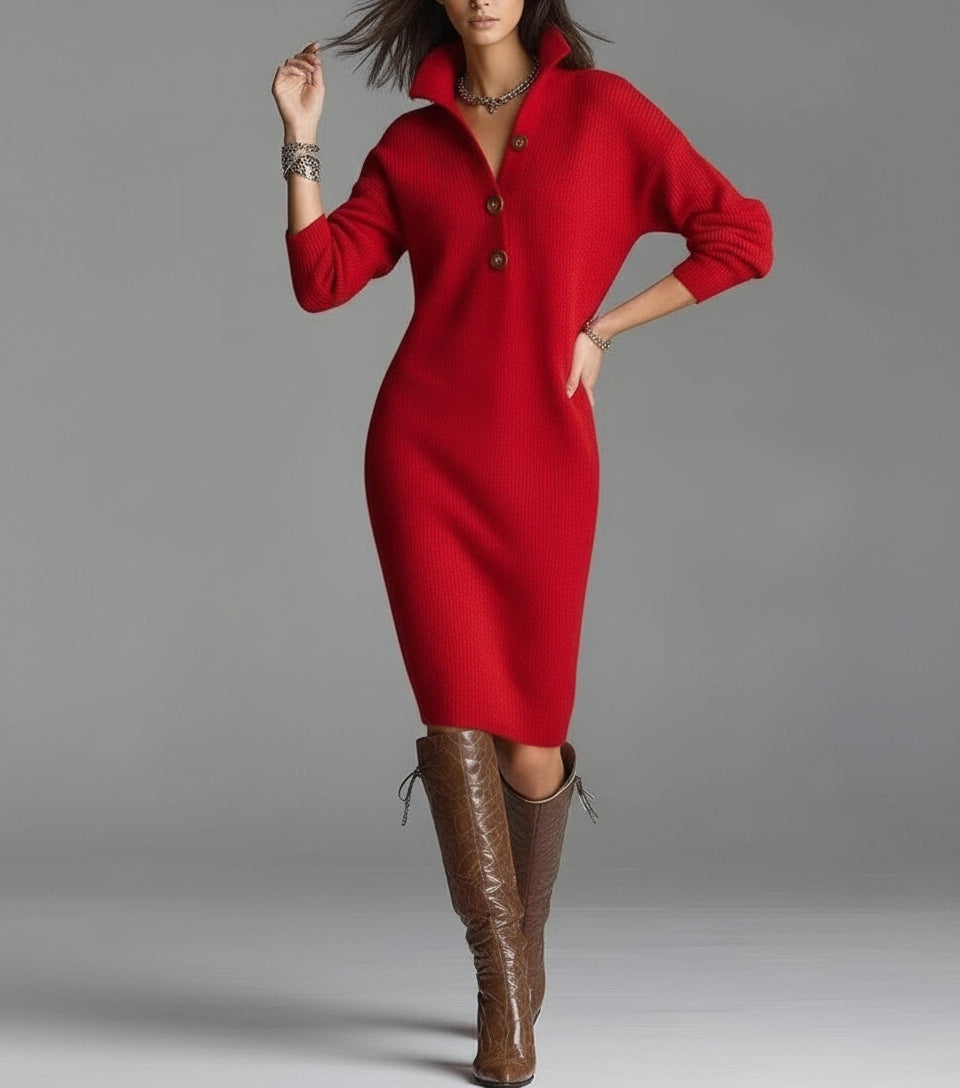 Isaline Classic Button Dress – detail view