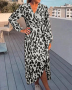 Marguerite - Leopard Print V-Neck Dress