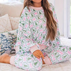 Dorien | Cozy Christmas Bow Print Loungewear Set