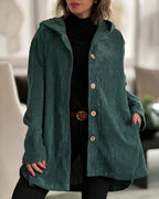 Cordia Corduroy Hooded Jacket – side view