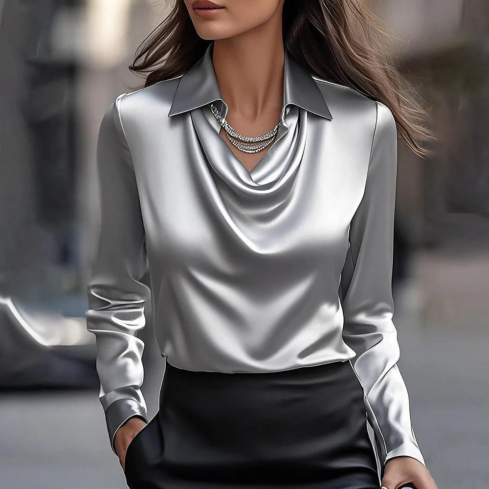 Ikata Pleated Neckline Blouse – back view