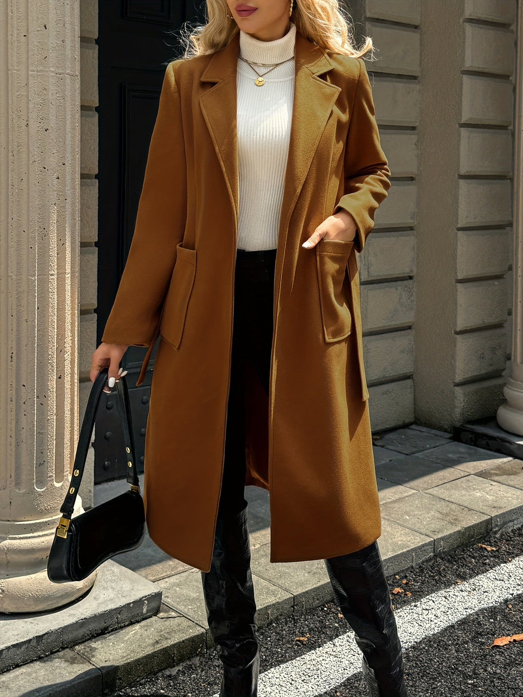 Evangeline | Tailored Belted Long Coat