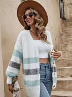 Alayah | Striped Button-Down Cardigan