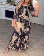 Carenza - Elegant Chiffon Dress with Three-Quarter Sleeves