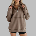 PSALM | Comfy Collar Half Zip Oversized Long Sleeve Sweatshirt