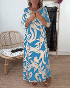 Jewel - Printed dress with long sleeves and round neck