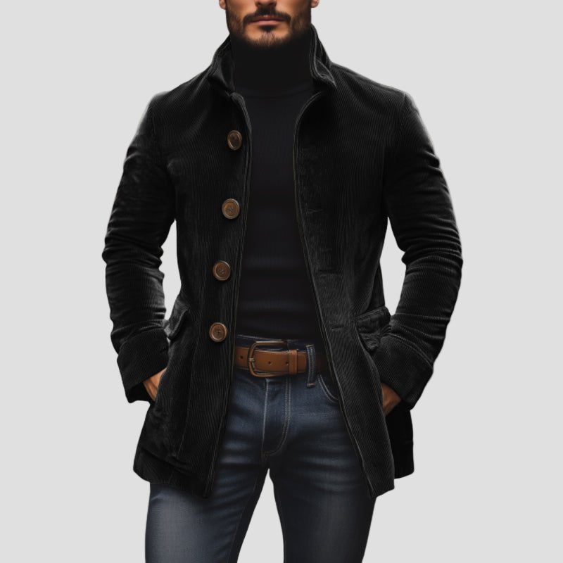Caleb | Vintage Corduroy Stand Collar Single-Breasted Short Coat