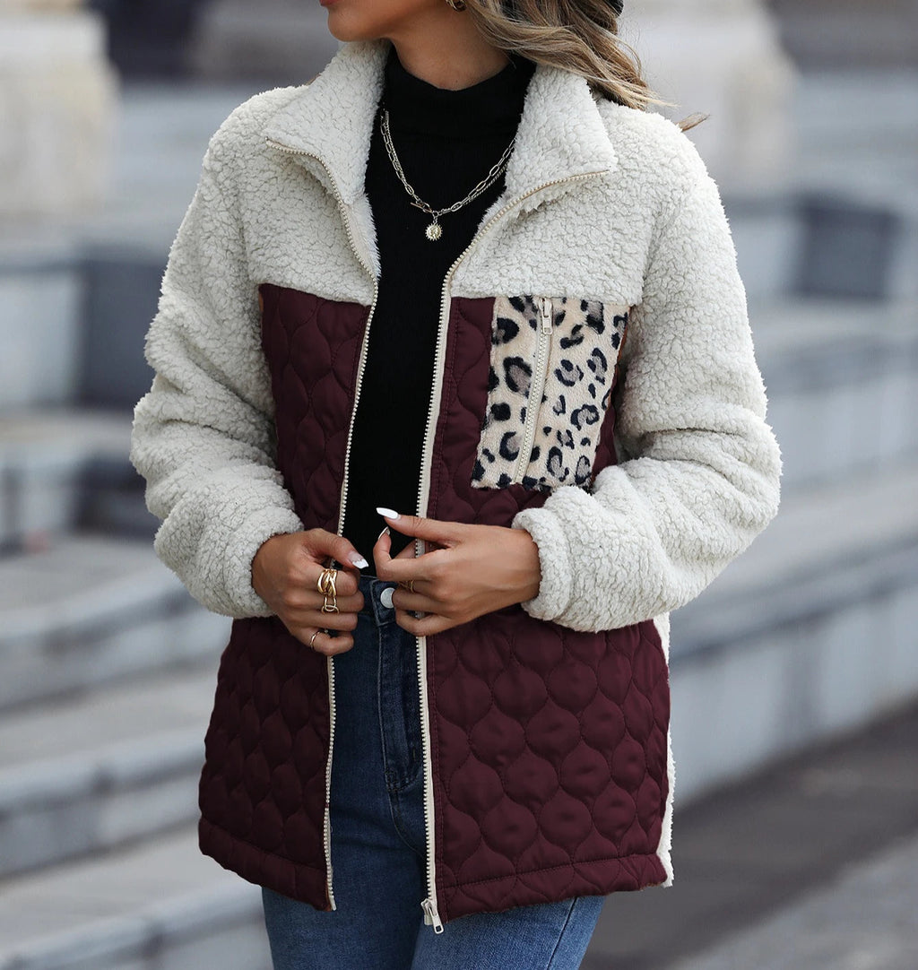 Feroce quilted sherpa jacket, dark red