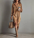 Anastacia | Midi Shirt Dress in Corduroy