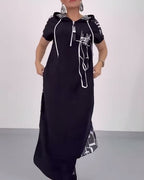 Ilana - Contrasting Maxi Dress with Zipper