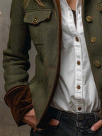 Jackie | Tweed Blazer With Velvet Trim