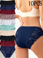 Kelmira - Pack of 10 Elegant Breathable Lace Panties