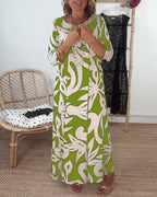 Jewel - Printed dress with long sleeves and round neck
