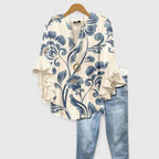Althea | Elegant Ruffle Sleeve Floral Blouse