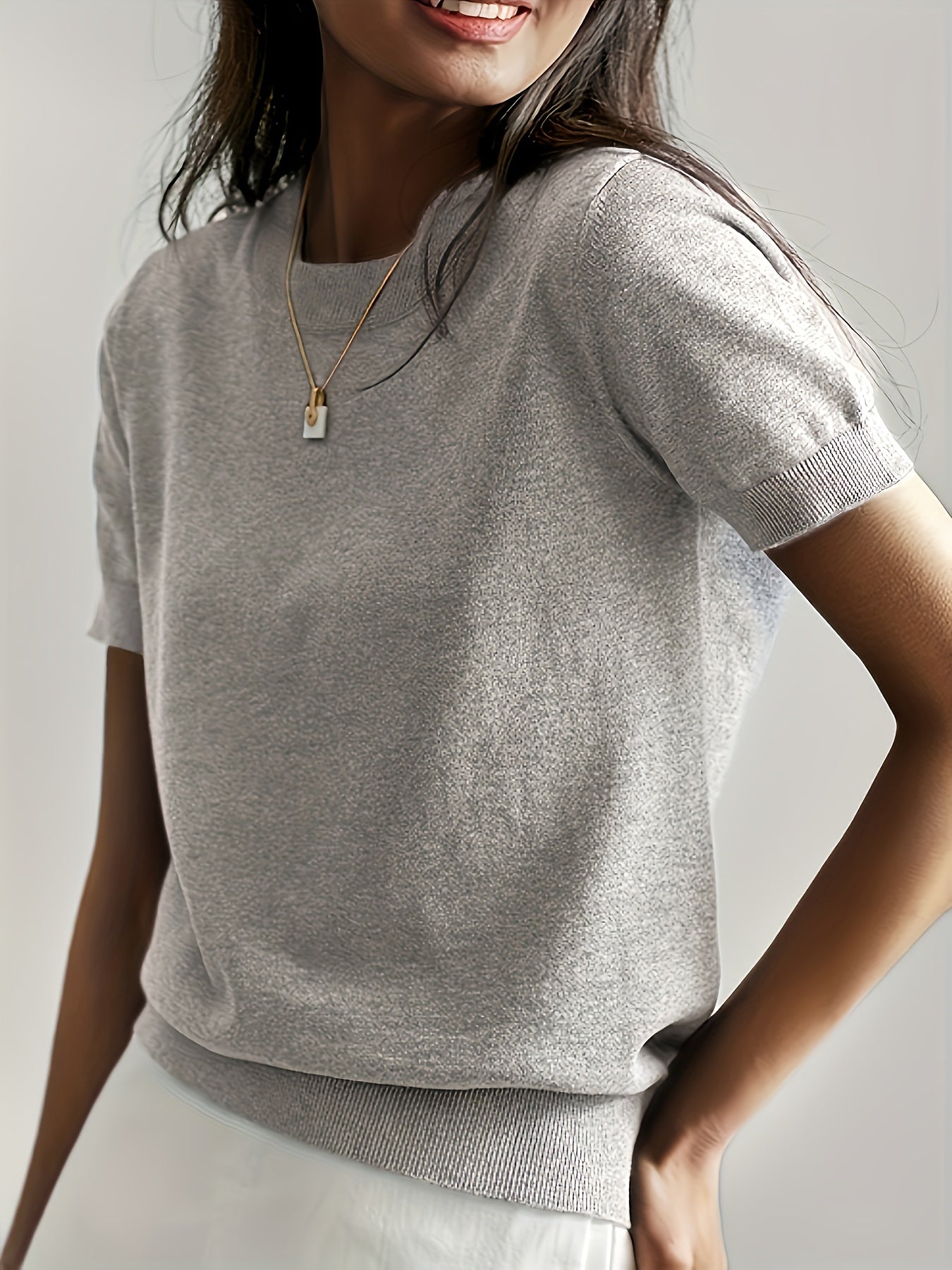 Harriet | Fine-Knit Short Sleeve Sweater
