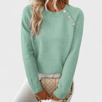 Roxanne | Elegant Women’s Asymmetrical One-Shoulder Sweater with Buttons