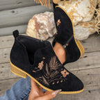 Isadora | Embroidered Low-Heel Ankle Boots