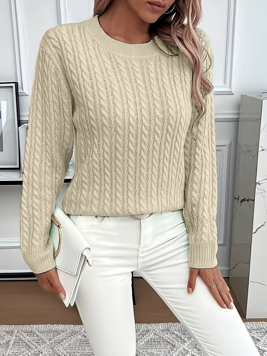 Faye | Cable-Knit Round Neck Sweater