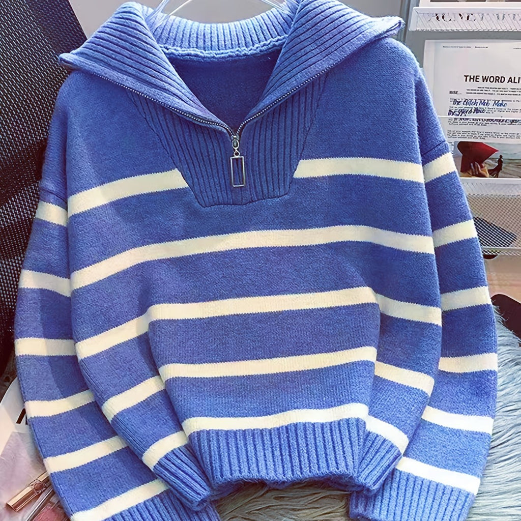 Sabina | Striped Quarter-Zip Sweater