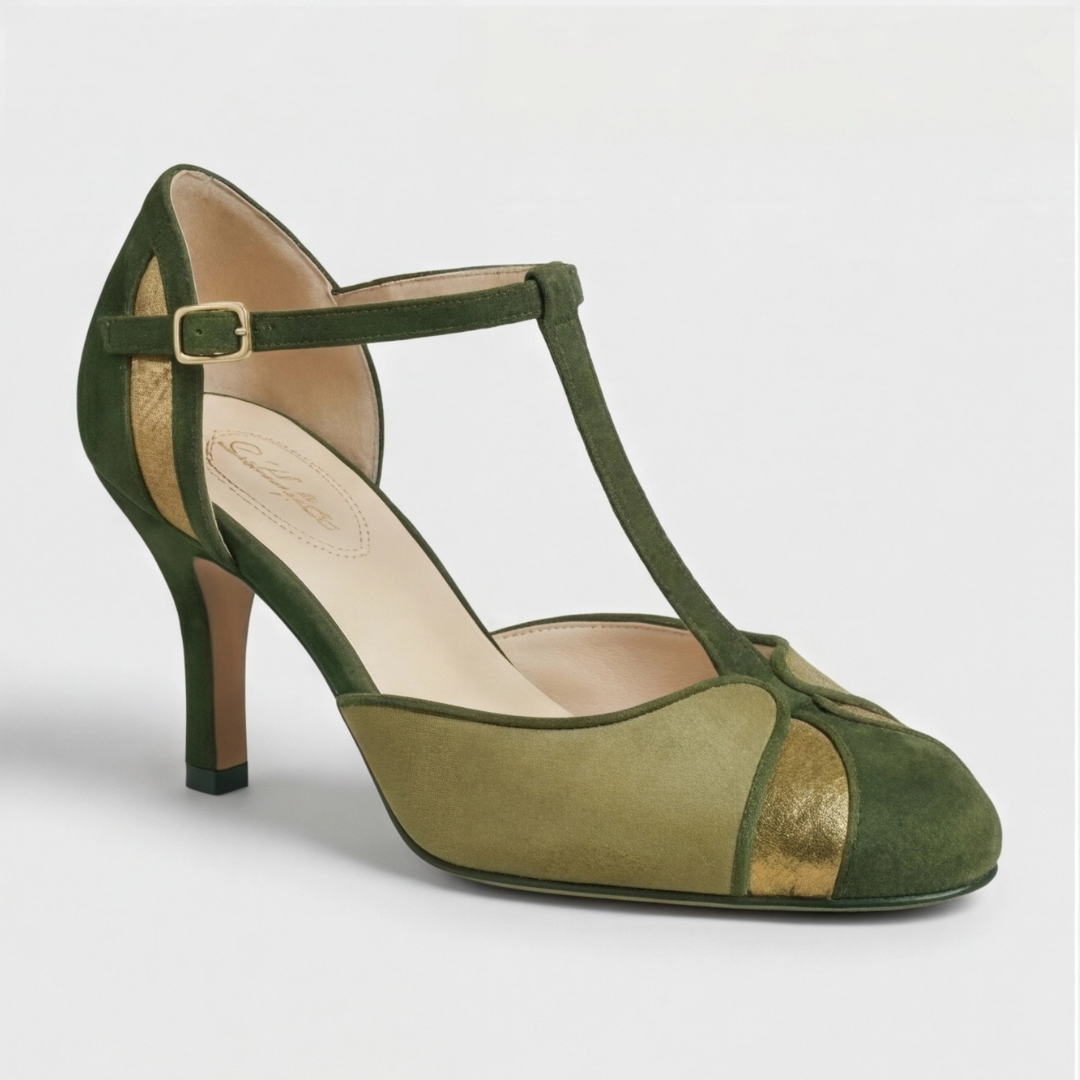 Coralise | Sophisticated Suede T-Strap Heels
