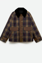 Women's Plaid Jacket, Straight-Cut, Fully Lined, Contrast Collar