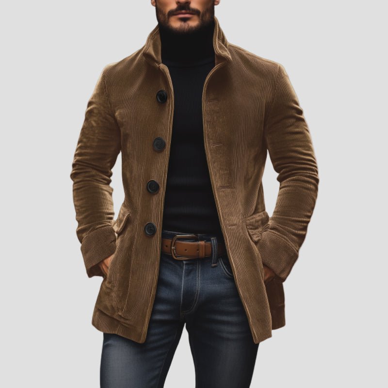 Caleb | Vintage Corduroy Stand Collar Single-Breasted Short Coat
