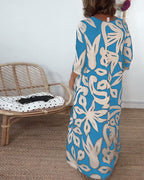 Jewel - Printed dress with long sleeves and round neck