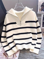 Sabina | Striped Quarter-Zip Sweater