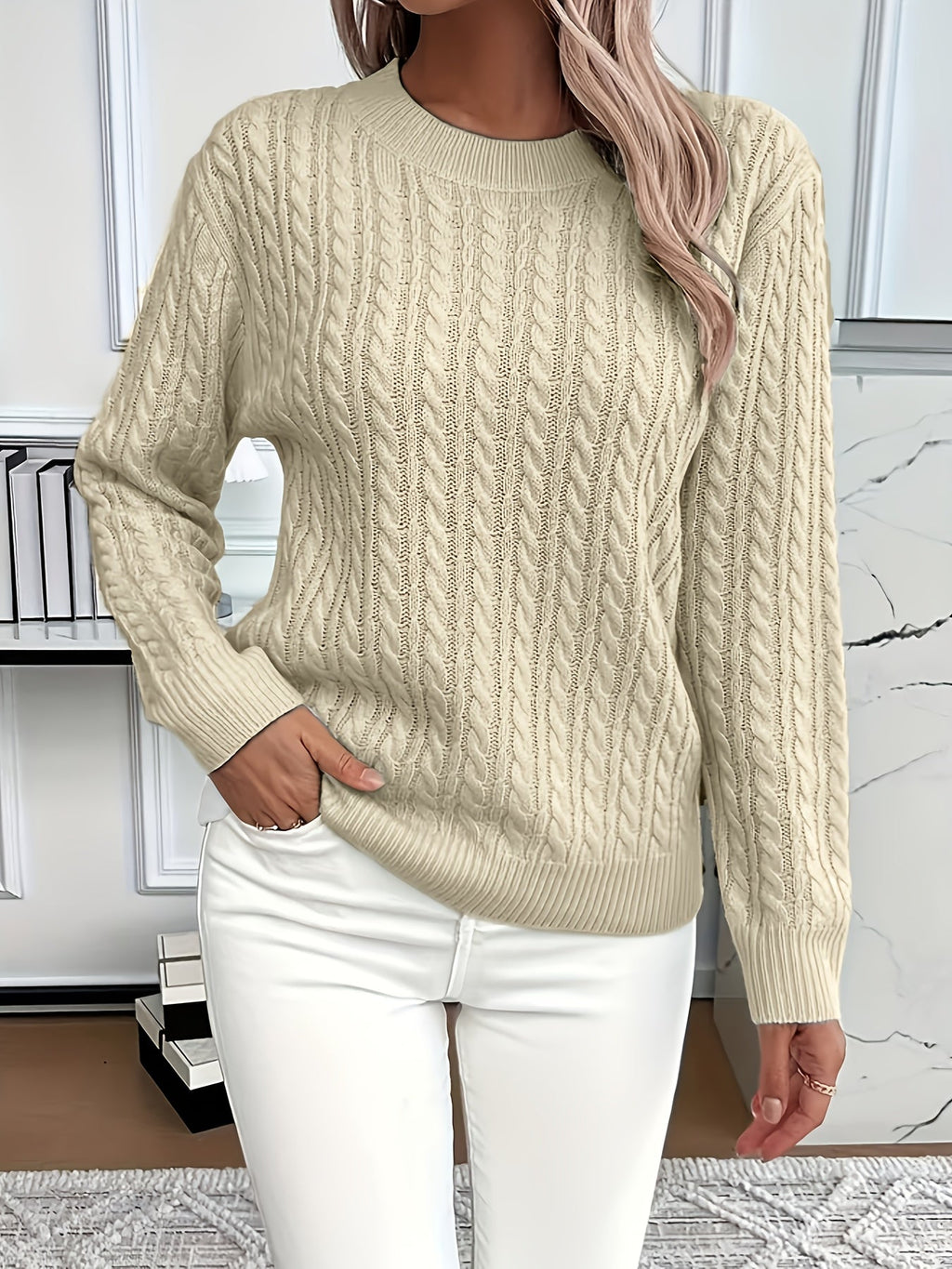 Faye | Cable-Knit Round Neck Sweater