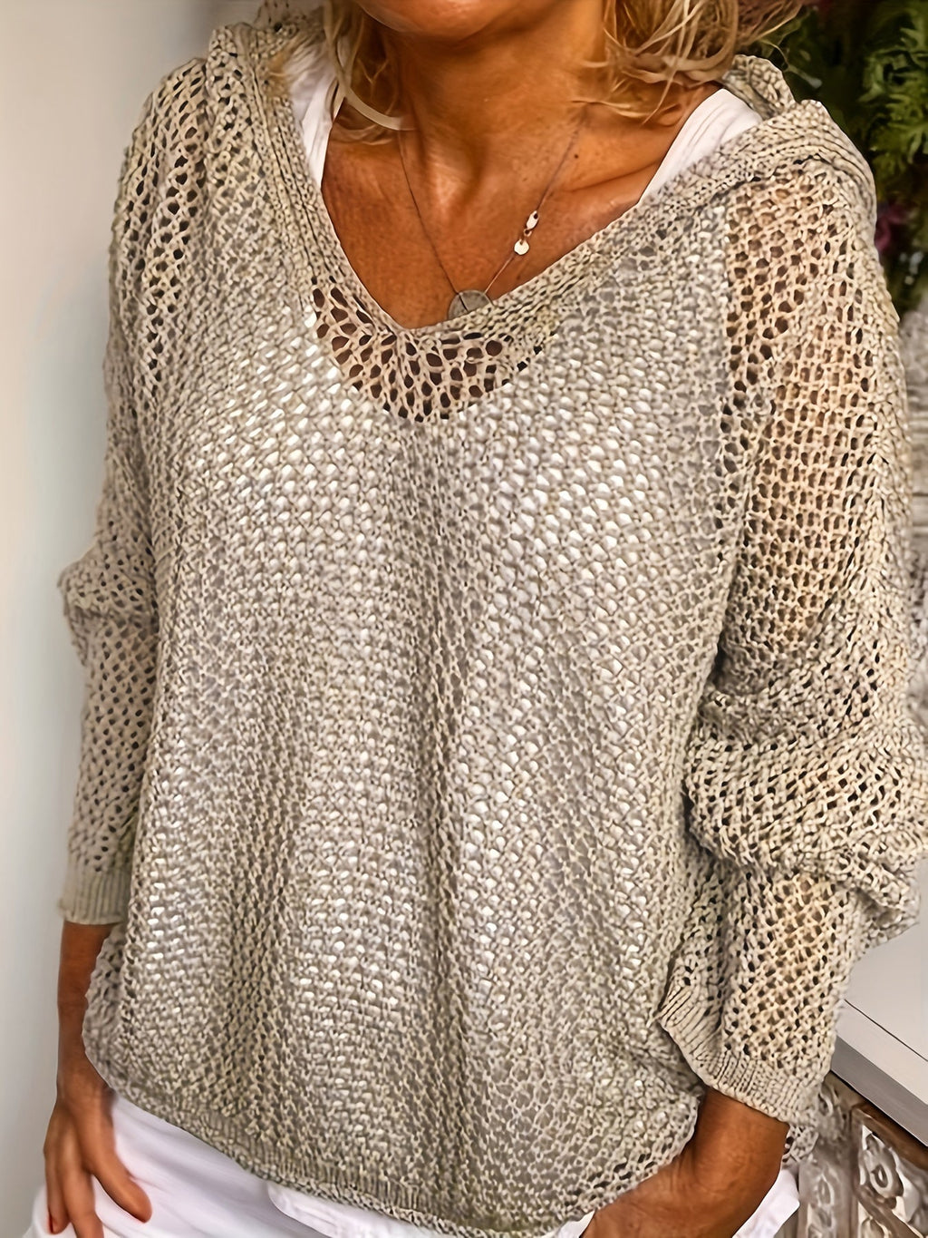 Delaney | Relaxed Open-Knit Hooded Sweater
