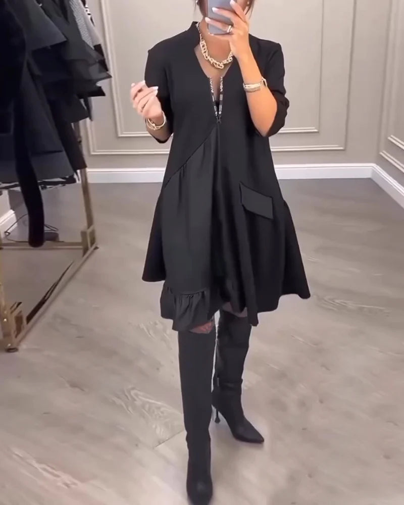 Jovianne - Elegant Women's V-Neck Dress
