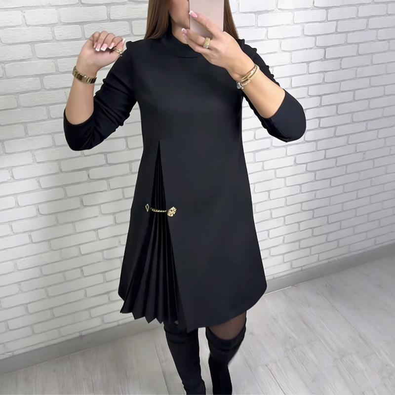 Mariselyne - Elegant Dress with Asymmetrical Pleated Detail