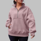 PSALM | Comfy Collar Half Zip Oversized Long Sleeve Sweatshirt